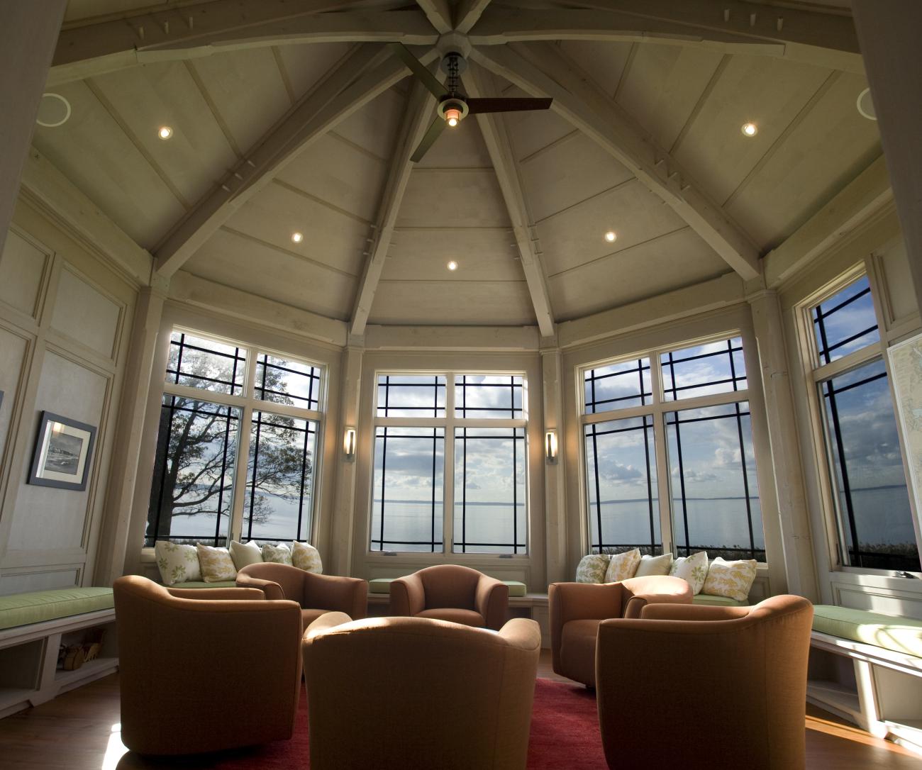 Carr project - nautical New England waterfront home - sunrise room ceiling view